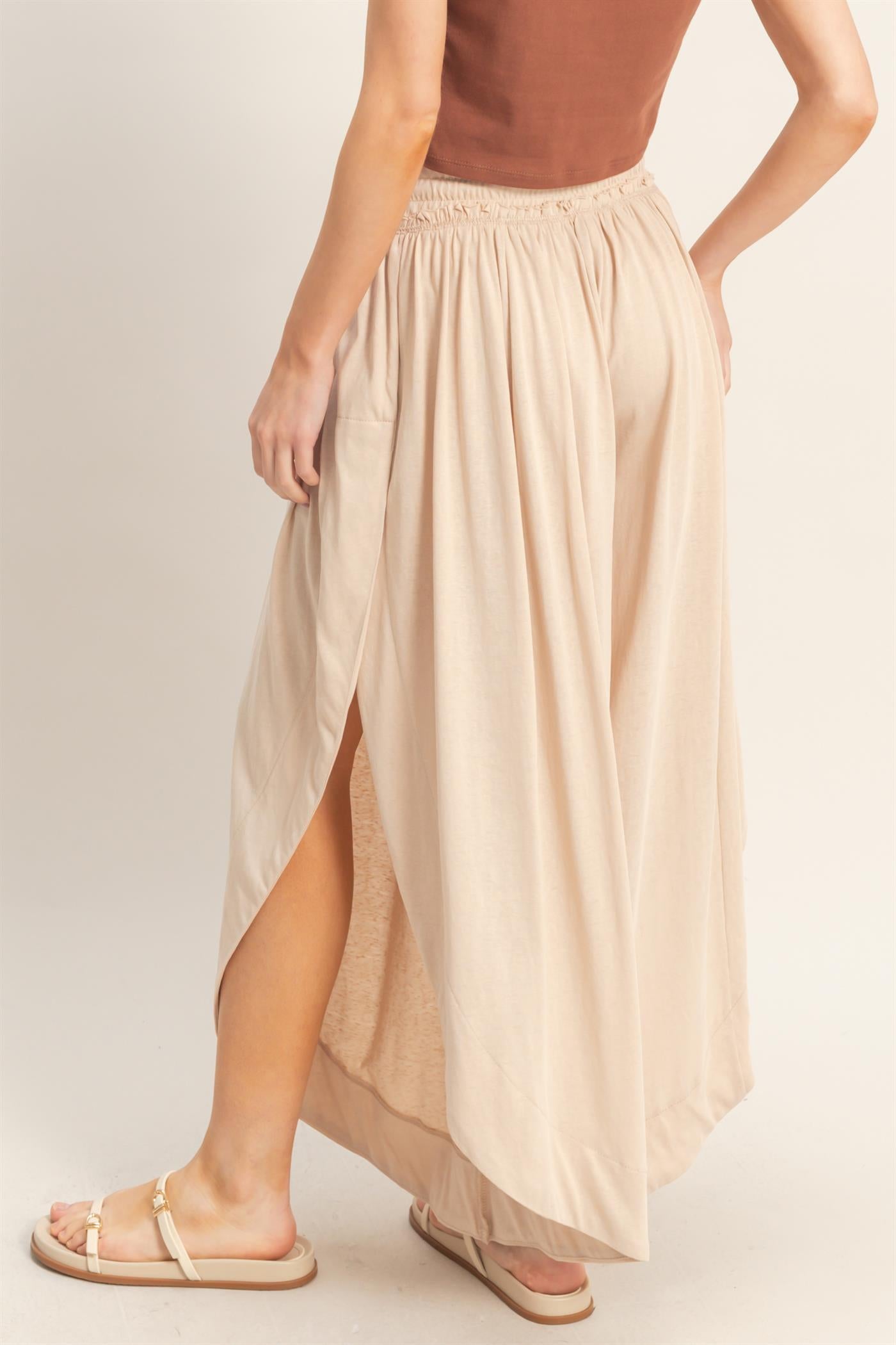 Wholesale Tulip Hem Wide-Leg Pants Pants HF26C047 ALMOND HYFVE