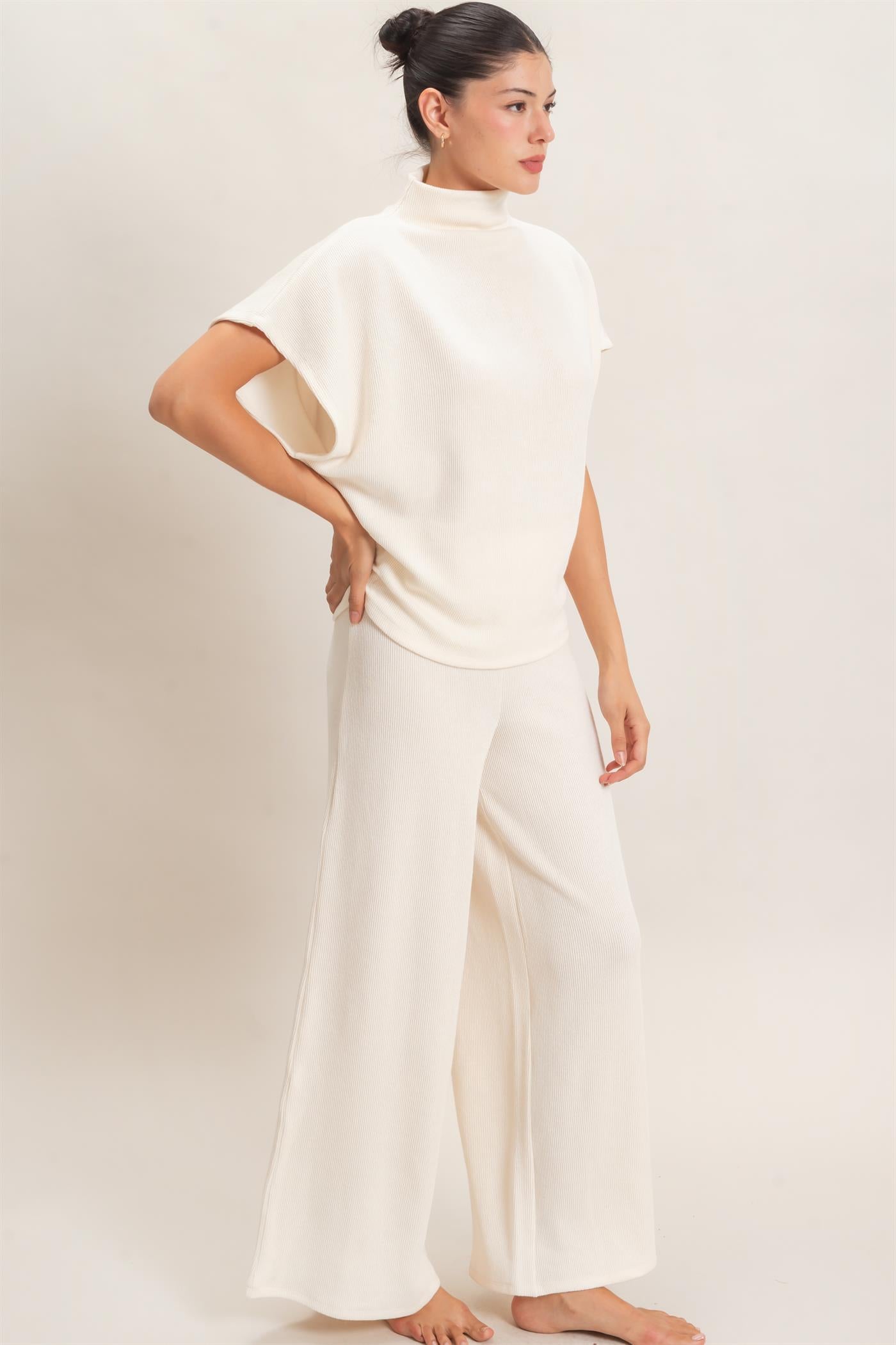 Wholesale Dolman Sleeve Top And Pant Set Clothing HF26F225-SET-D CREAM HYFVE