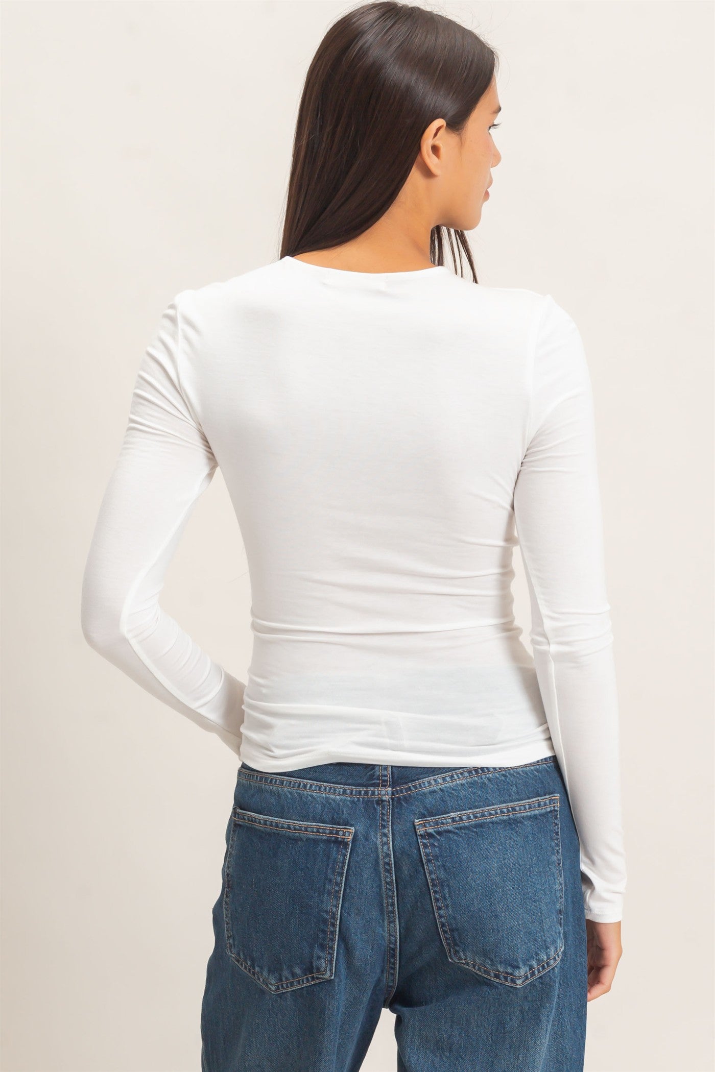 Wholesale Crew Neck Long Sleeve Top Clothing Tops DZ26E978 OFF WHITE DOUBLE ZERO