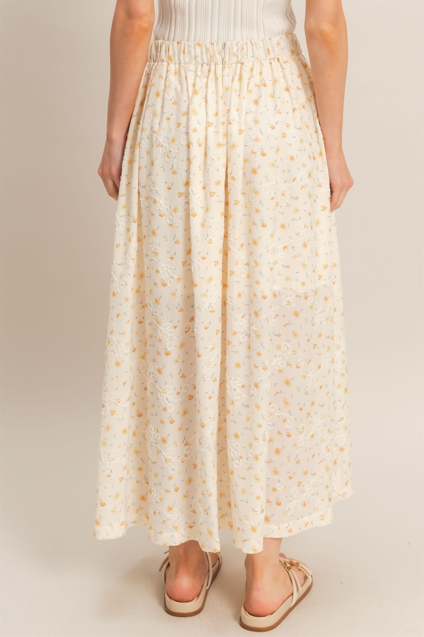 Wholesale Floral Embroidered Maxi Skirt Skirts HF26A150 YELLOW HYFVE