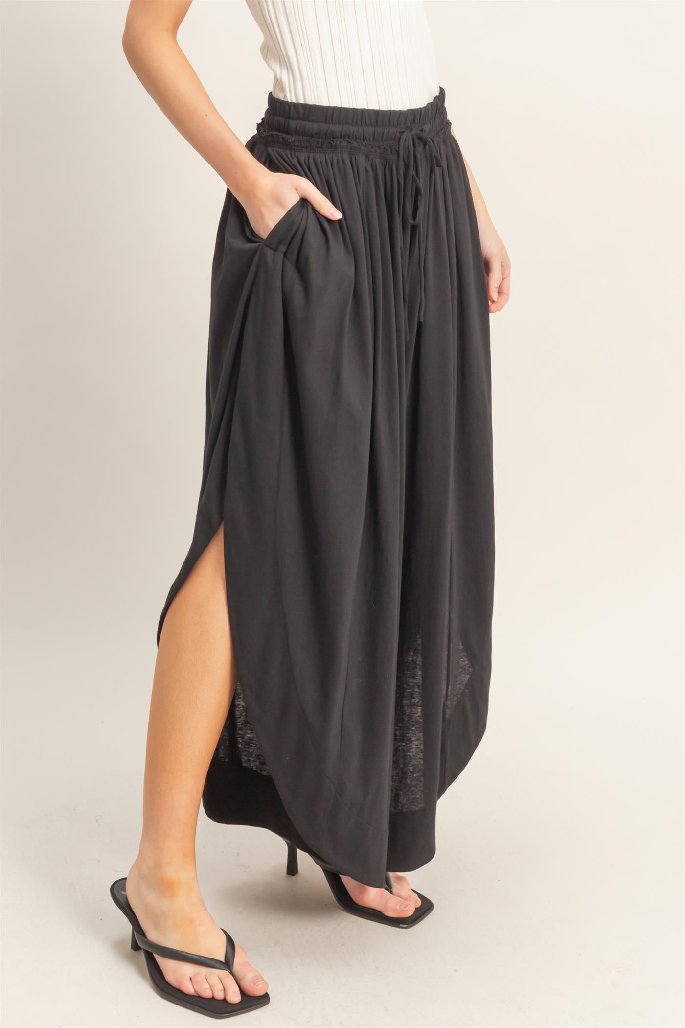 Wholesale Tulip Hem Wide-Leg Pants Pants HF26C047 BLACK HYFVE