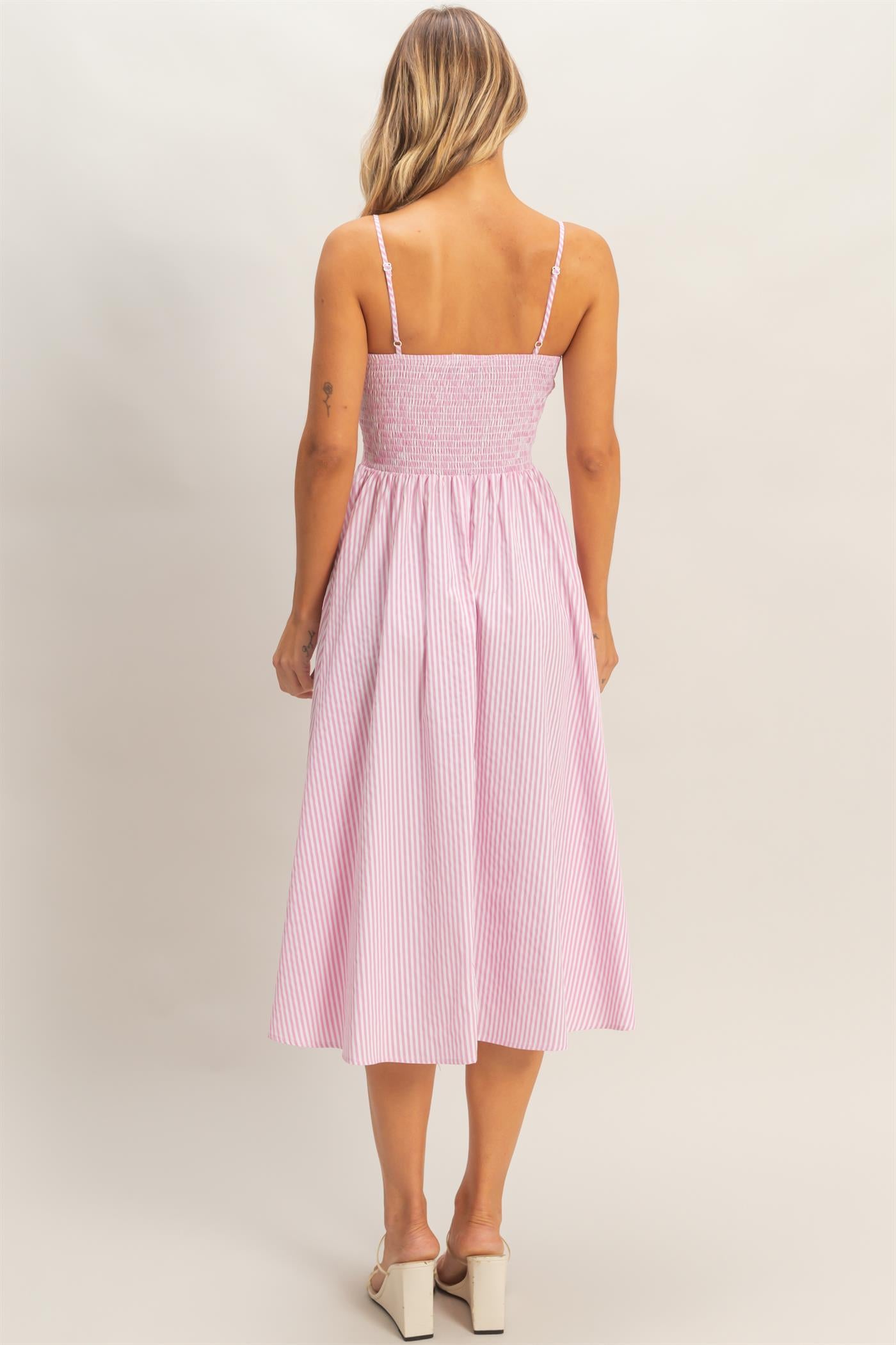 Wholesale Striped Spaghetti Strap Dress Dresses HF26A291-D PINK HYFVE