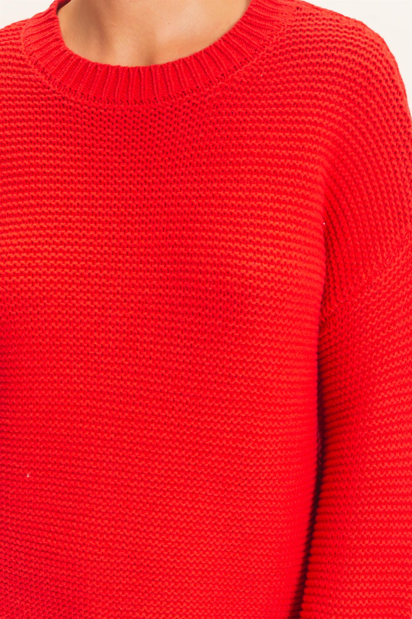 Wholesale Textured Knit Crew Neck Sweater Sweaters DZ26F395 RED DOUBLE ZERO