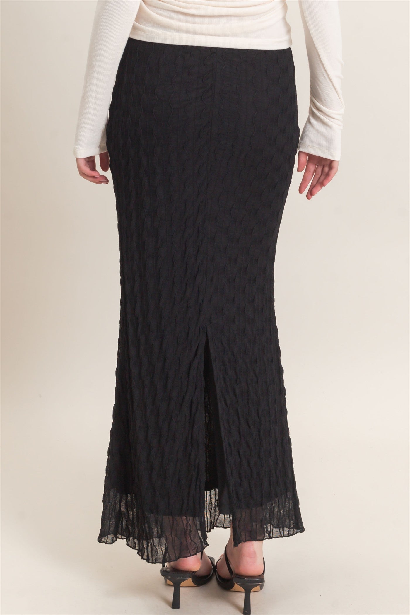 Wholesale Textured Maxi Skirt Skirts HF26F074 BLACK HYFVE