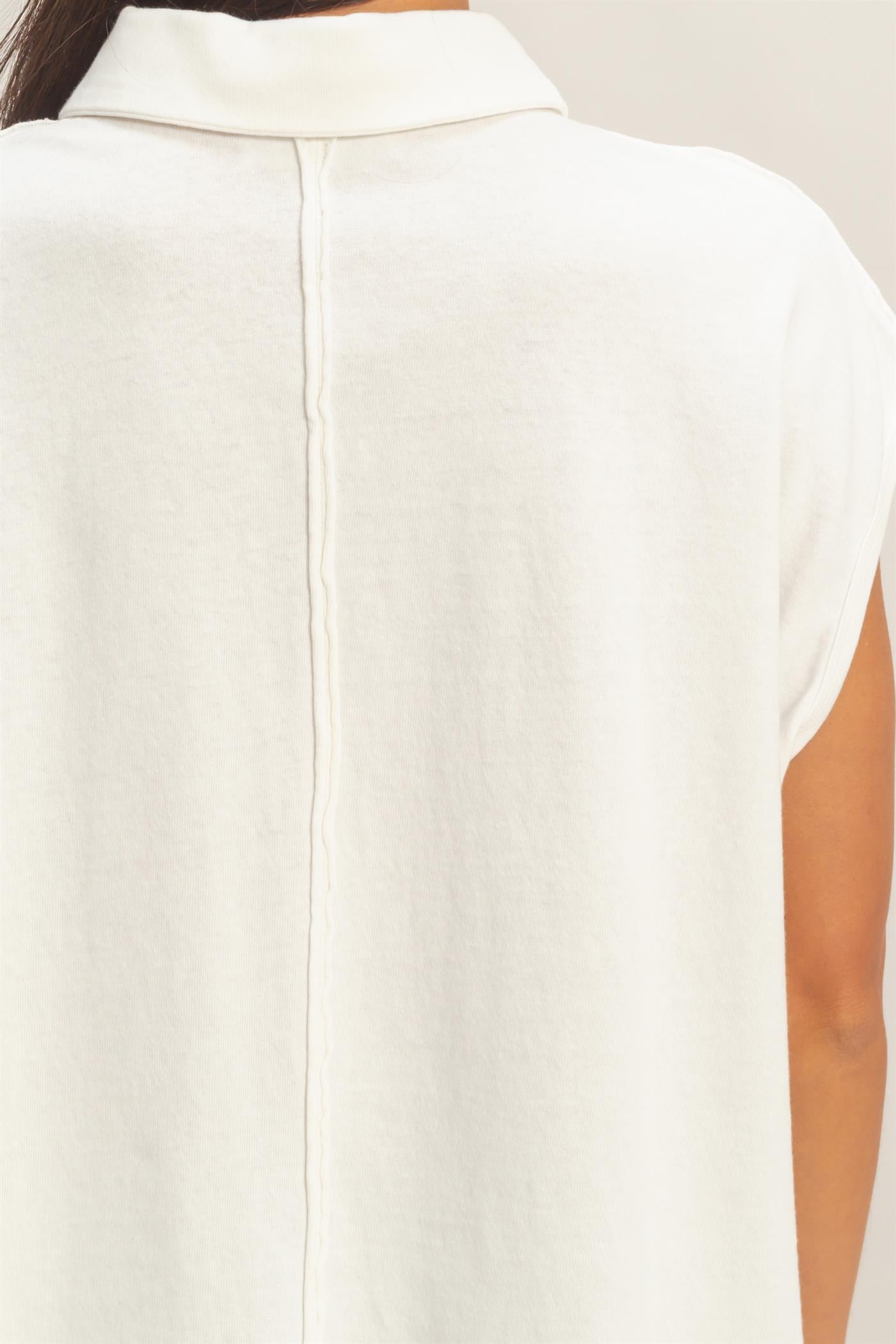 Wholesale Pigment Dye Sleeveless Polo Oversized Top Clothing Tops DZ26C618 OFF WHITE DOUBLE ZERO