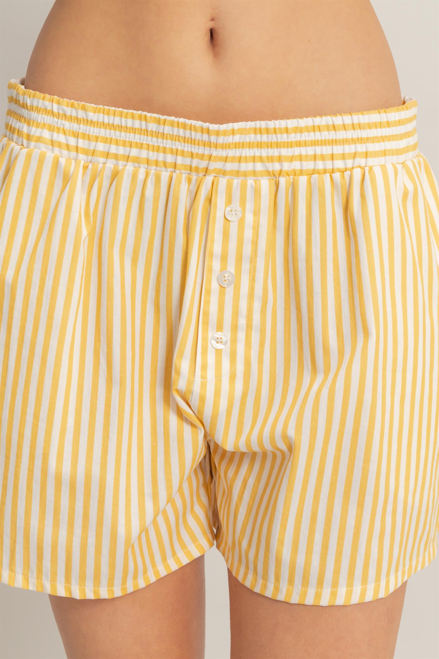 Wholesale Striped Elastic Waist Boxer Shorts Shorts DZ26C039 YELLOW DOUBLE ZERO
