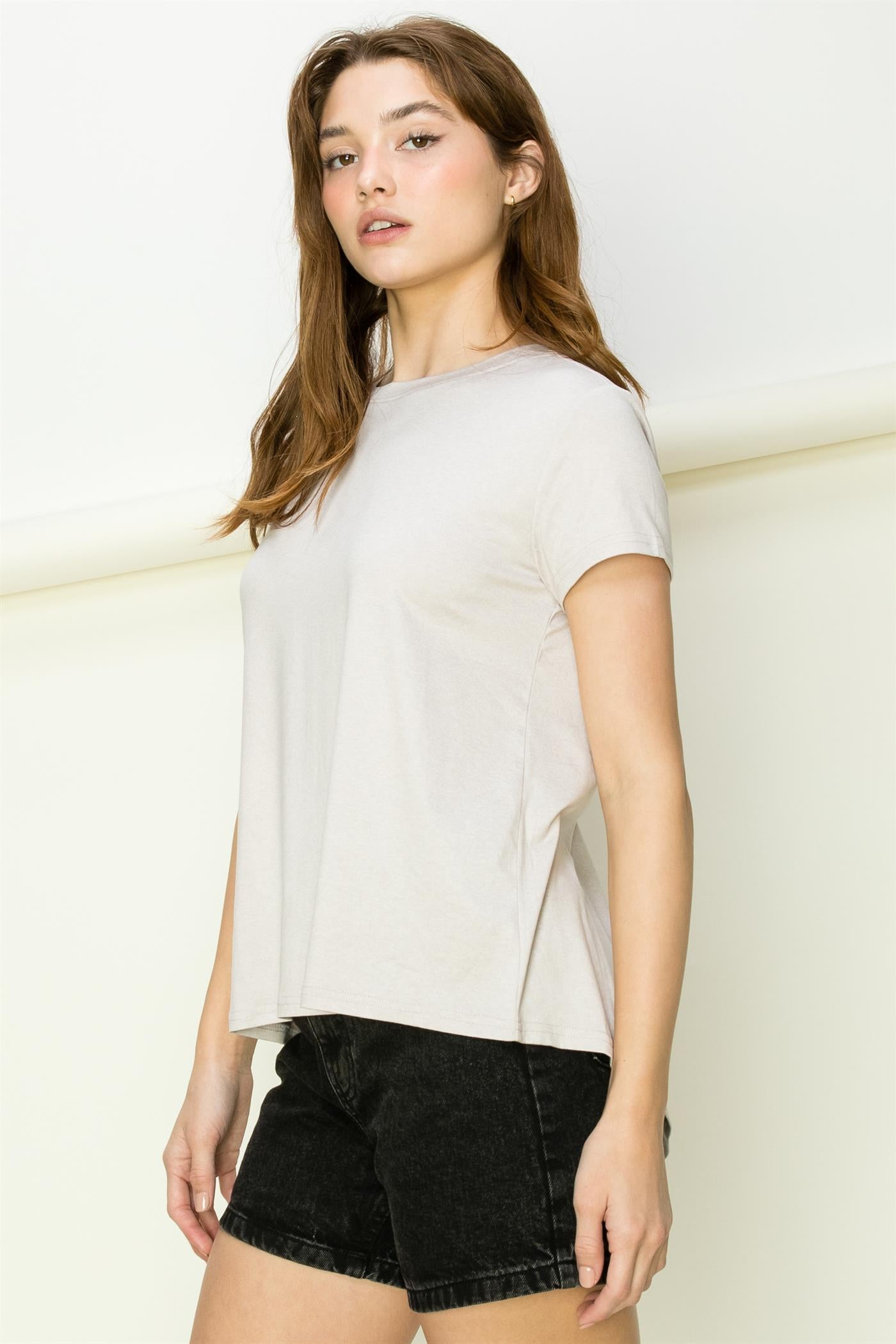 Wholesale All Yours Short Sleeve Open Back Tee Clothing Tops DZ22E576 PASTEL VIOLET DOUBLE ZERO