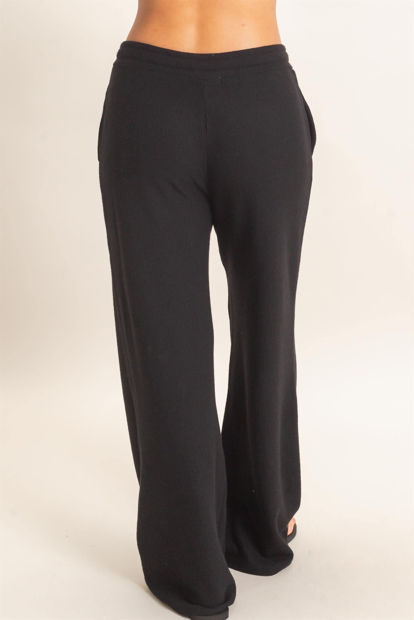 Wholesale Brushed Waffle Drawstring Pants Pants DZ26F313 BLACK DOUBLE ZERO