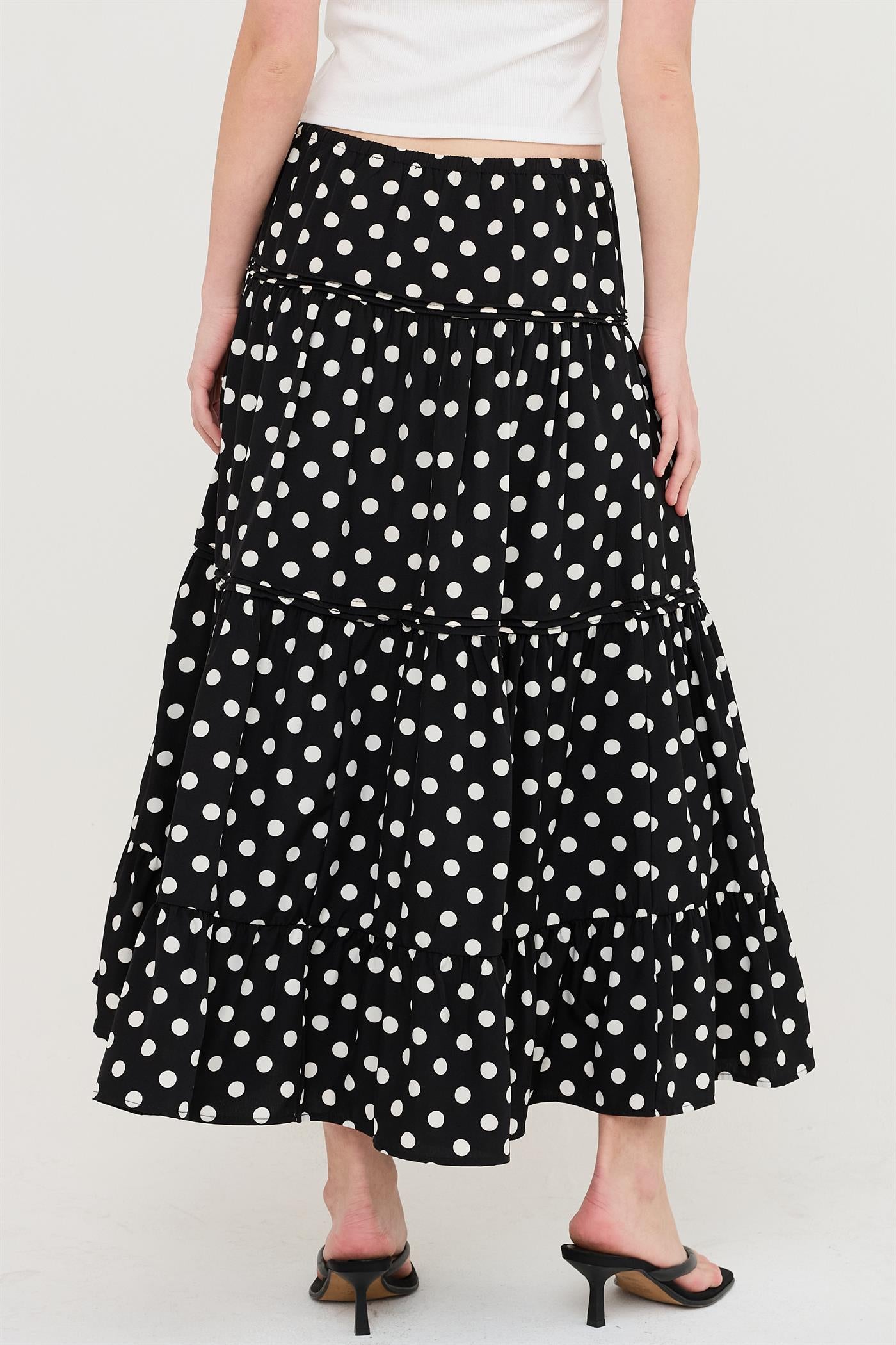 Wholesale Tiered Polka Dot Skirt Skirts HF26C066 BLACK HYFVE