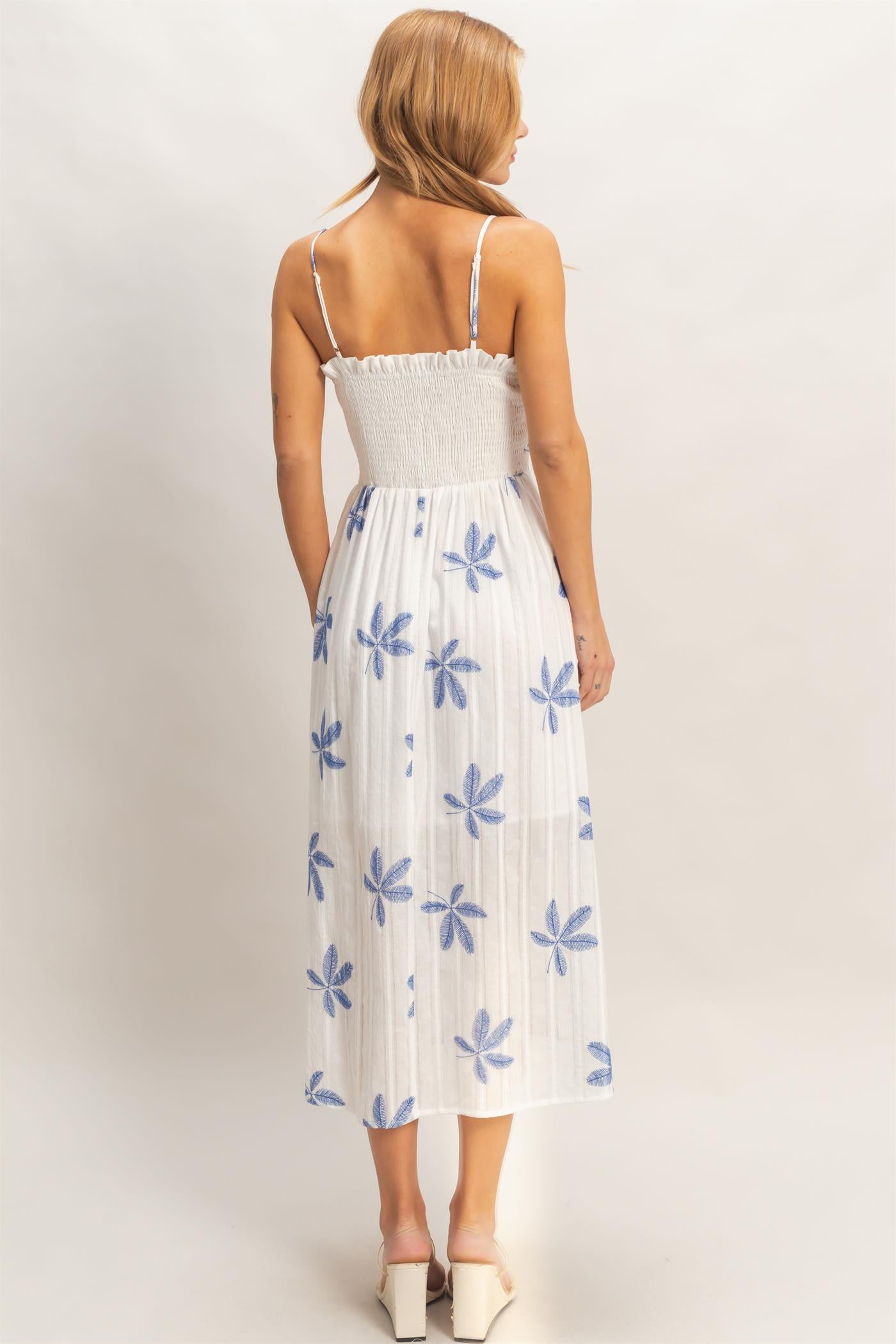 Wholesale Spaghetti Strap Pleated Dress Dresses HF26C378 BLUE HYFVE