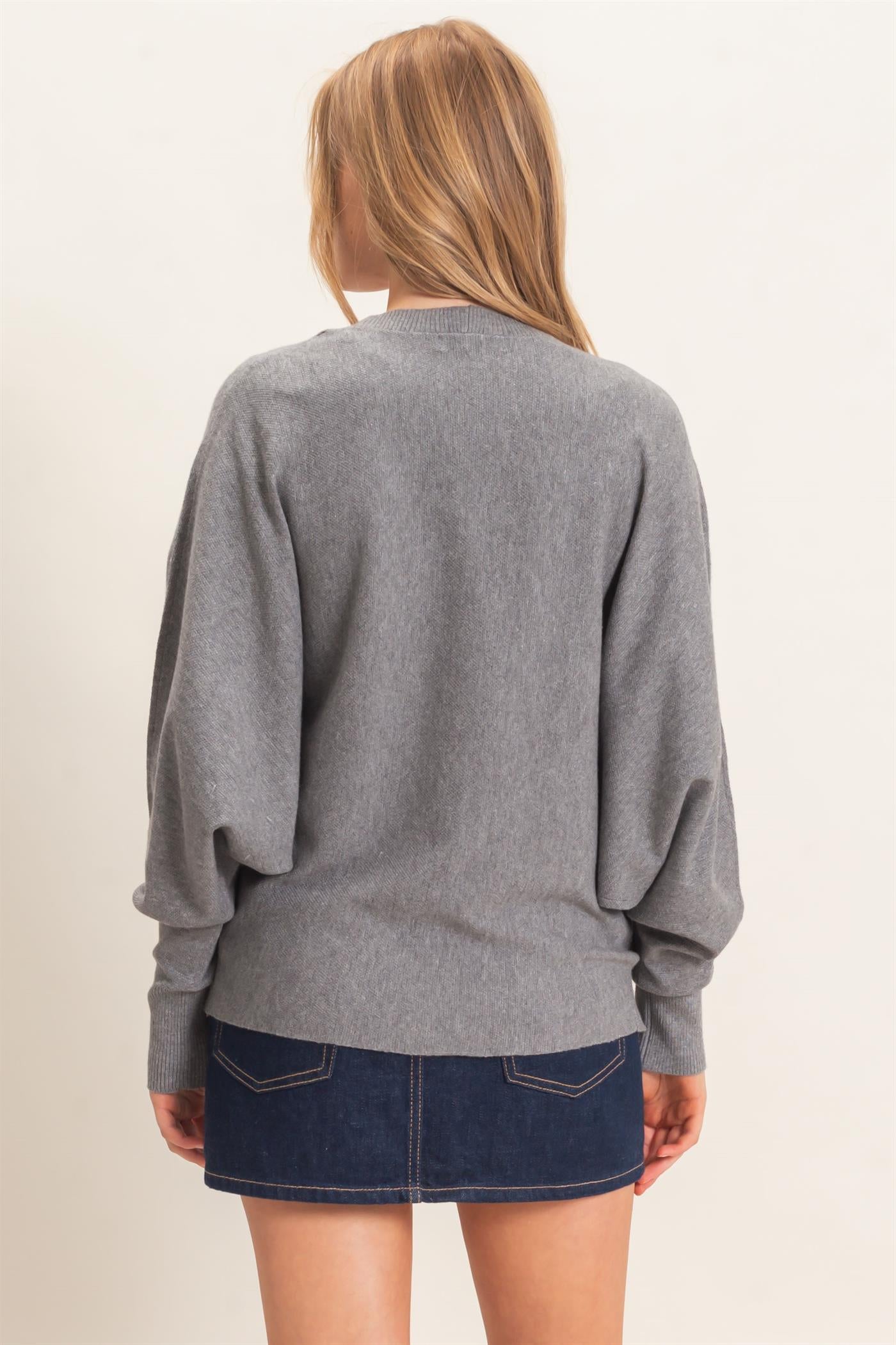 Wholesale Open Front Knit Cardigan Cardigans HF26E834 GRAY HYFVE